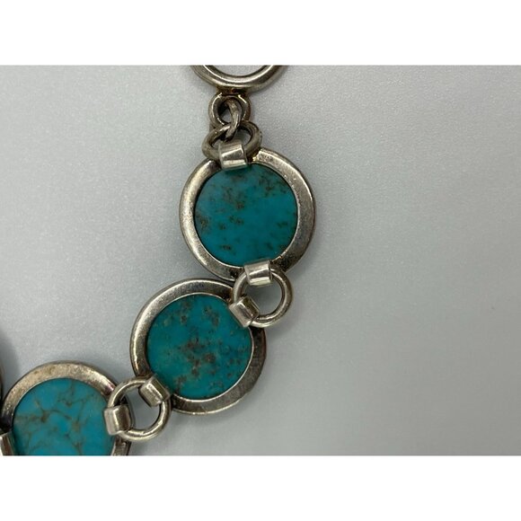 Sterling Silver Bracelet Turquoise Stone Toggle signed WR - Picture 9 of 10